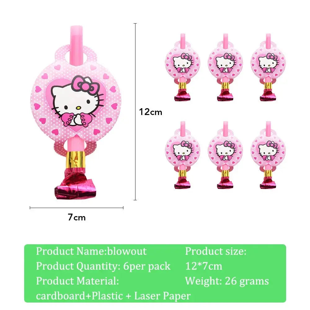 Hello Kitty Theme Girls Birthday Party Disposable Tableware Paper Cup Plate Balloon Kids Favors KT Balloon Party Decor Supplies Good Vibrations