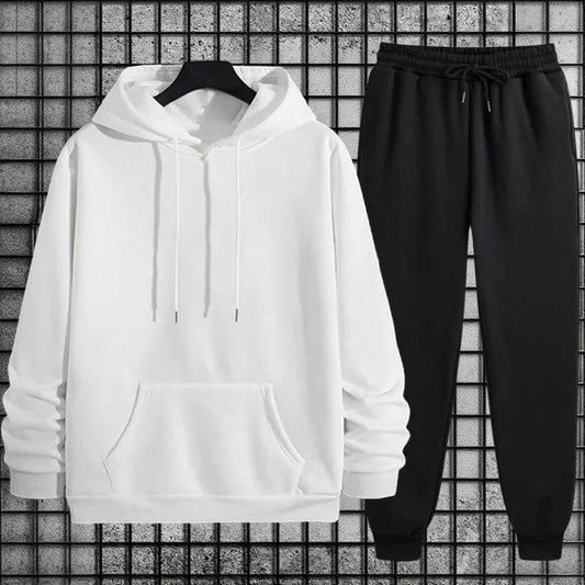 2026 New in Men's Sportswear Solid Color Hoodie + Sweatpants Urban Casual Fashion Tracksuit Fall/winter Comfort Warm Soft Outfit Good Vibrations
