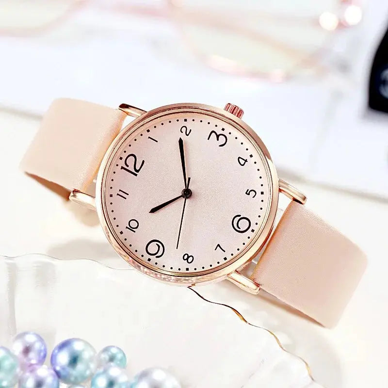 Women Watches Ladies Casual Arabic Numbers Leather Analog Quartz Watch Good Vibrations