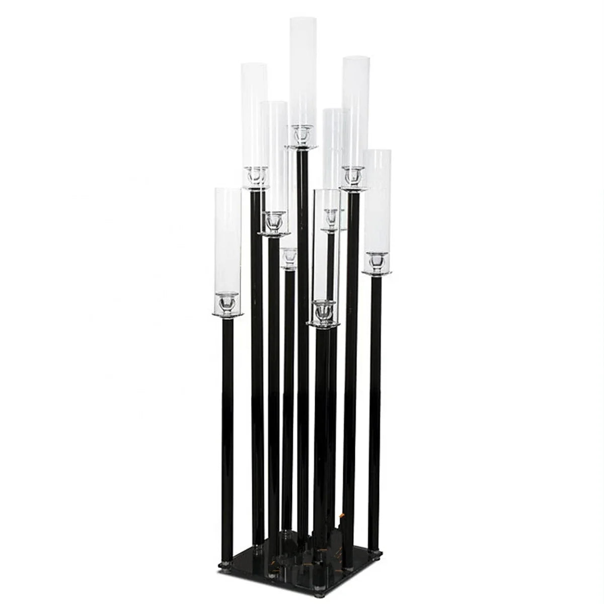 Wedding Table Centerpiece Flower Stand, Acrylic Candle Holder, Party Road Lead, DIY Decoration, 9 Heads Candlesticks, Black, 2 P Good Vibrations
