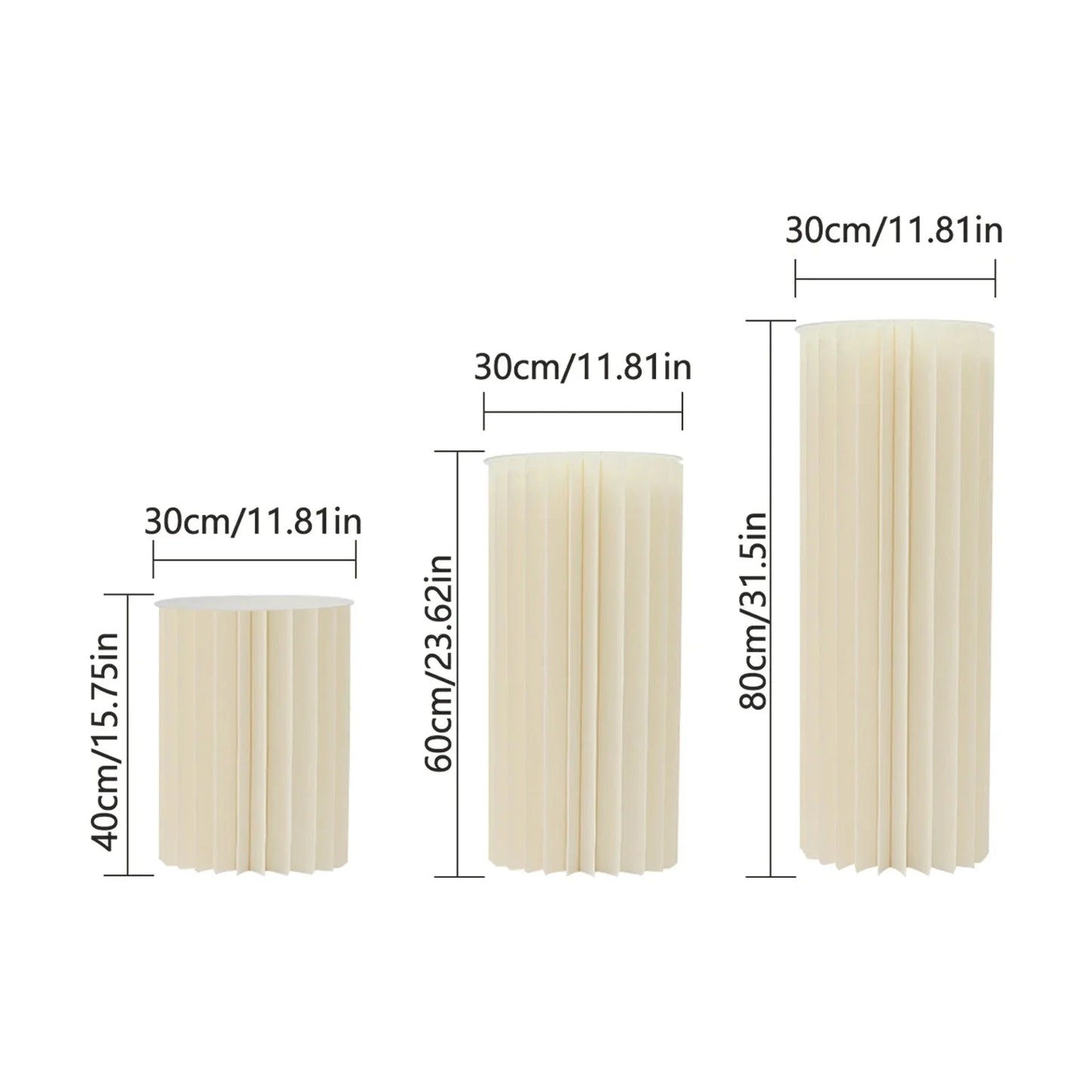3pcs White Honeycomb Flower Vase Pillar Column Stand Foldable Cardboard Flower Display Cylinder Stand Paper Flower Pedestal Good Vibrations