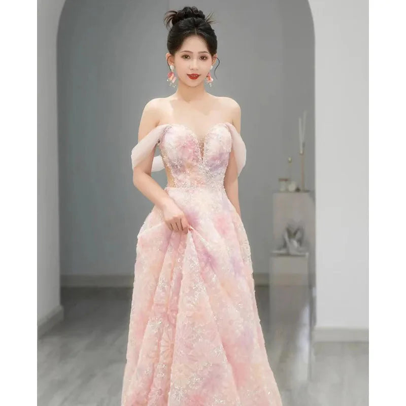 Plus Size Long Evening Dress Exquisite 3D Flowers Prom Dresses Luxury Off Shoulder Formal Occasion Dresses Women Party Dress Good Vibrations