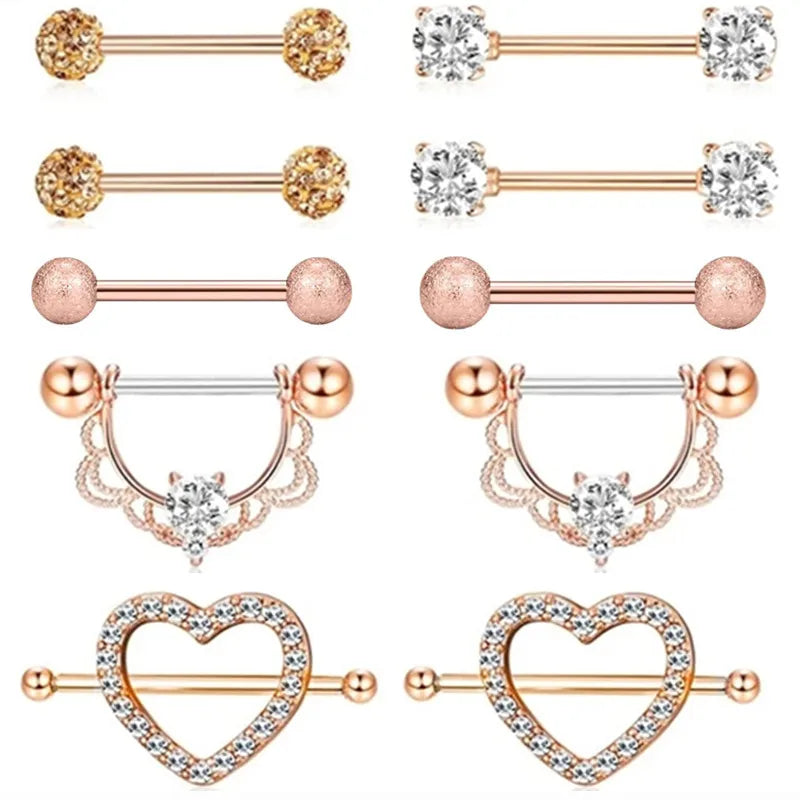 Stainless Steel Pink Bunny Nipple Piercing Jewelry Set 14G Green Bat Nipple Rings Bulk Cat Nipple Barbell Pack Piercing Pezon