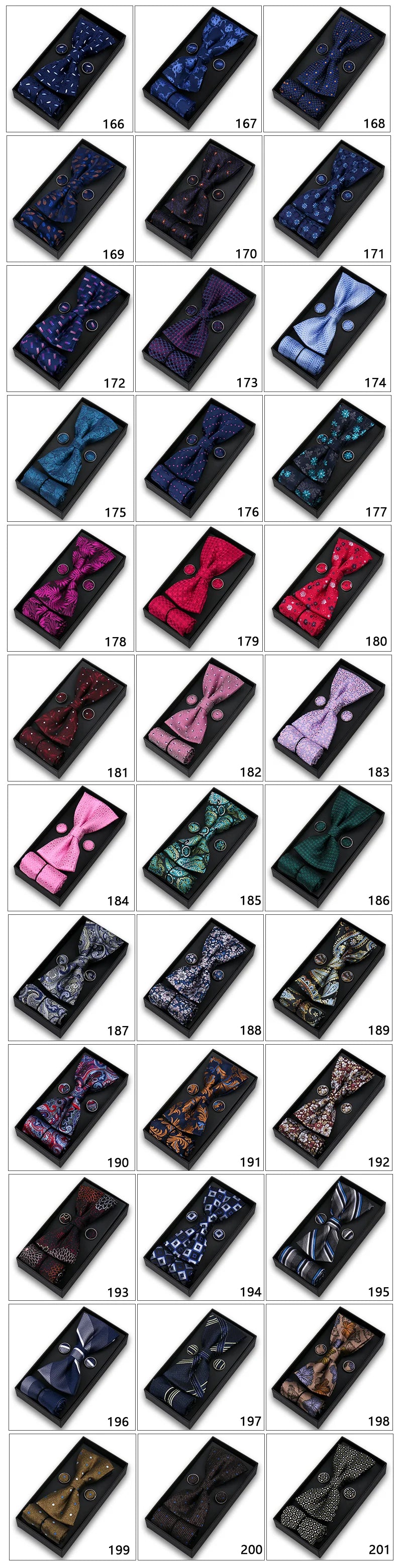 Bowtie For Men Set Gift Box Business Gift Fashion Bow Tie Pocket Square Cufflinks Set Bowtie 3pcs For Wedding Hanky Cravata Neck
