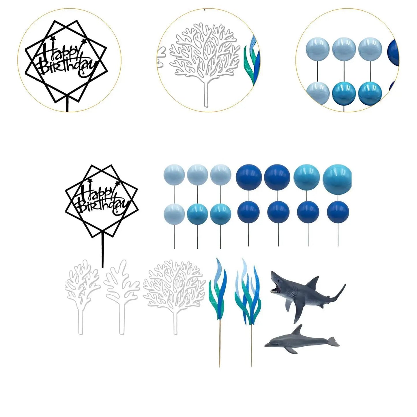 22 Pieces Shark Cake Toppers for Baby Shower Anniversary Valentines Day Good Vibrations