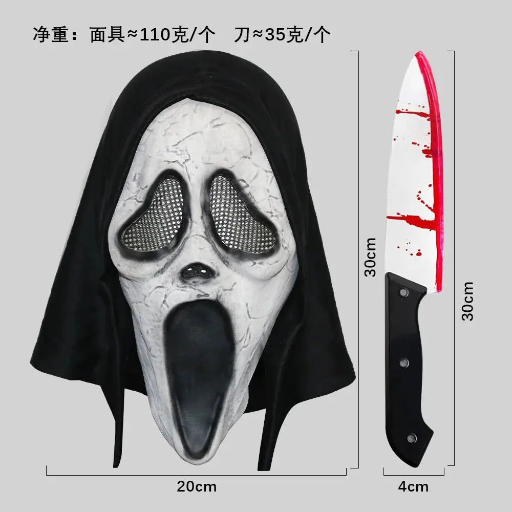 Screaming, Terrifying, Bloody Headset, Makeup Ball, Skull, Ghost Face Mask, Halloween Party, Mock Prop Good Vibrations