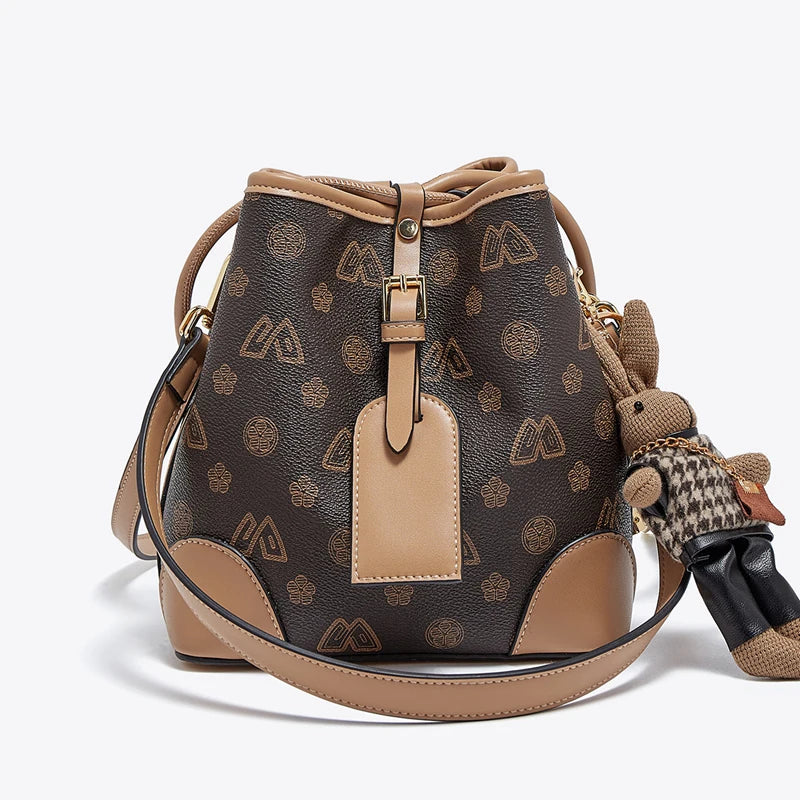 FOXER Women Small Fashion Crossbody Bag Bucket Shoulder Handbag Purse for Lady Gift for Wife Girlfriend Good Vibrations