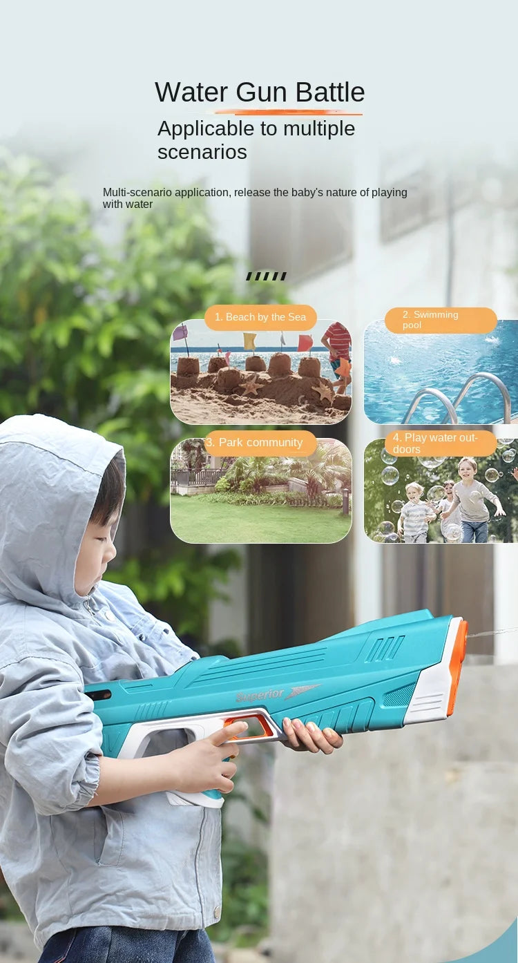 New Water Gun Electric Full Continuous Firing Toy Summer Beach Pool Water Toy Gun Fully Automatic Water Absorption Toys for Kids Good Vibrations