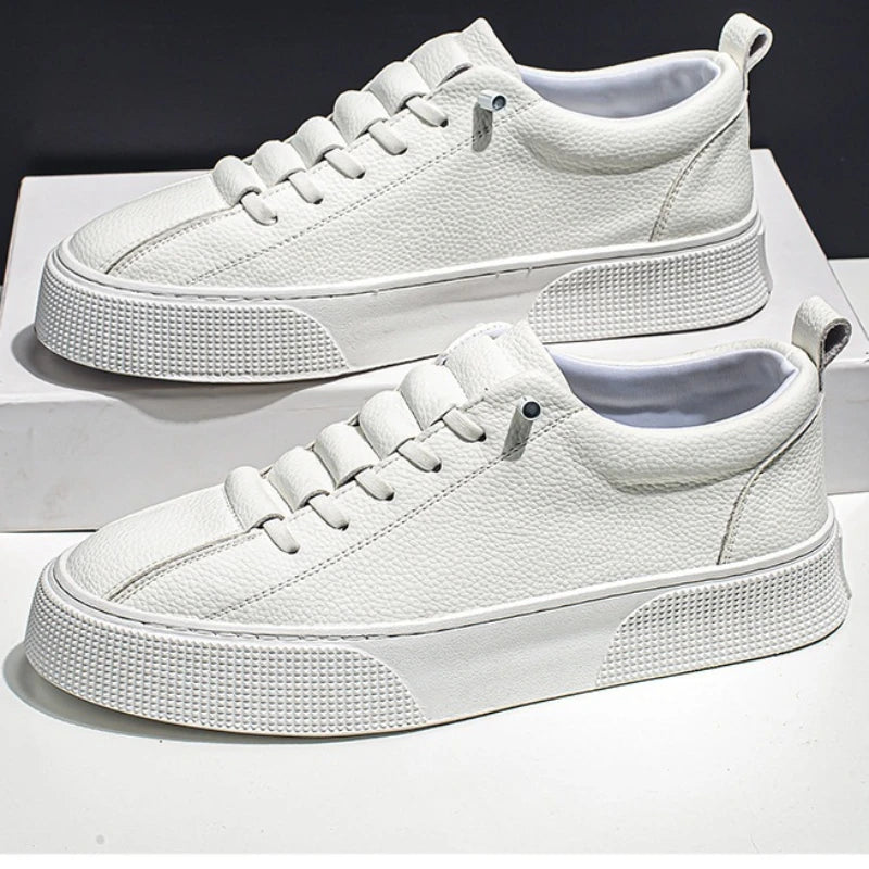 White Sneakers for Men 2024 Spring Fashion Casual Lace Up Round Toe Flat mens Running Sport Shoes Zapatillas Deportivas Hombre Good Vibrations