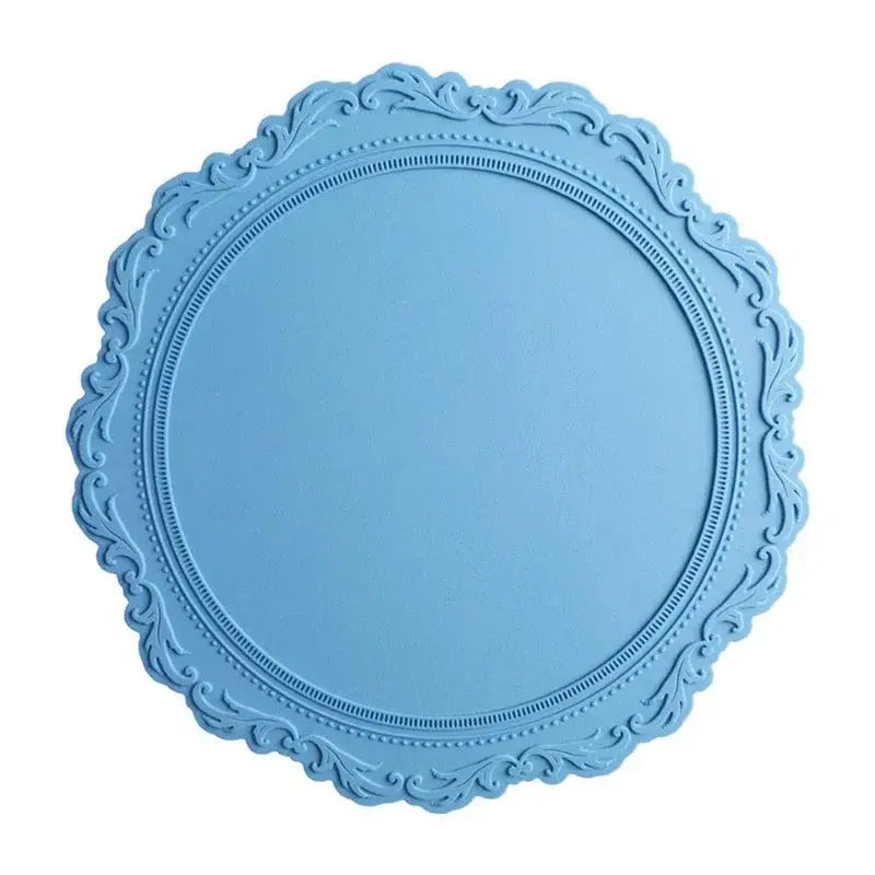 34CM Silicone Placemat Round Flower Coffee Dinner Table Mat Embossed Pink Coaster Heat Resistant Kitchen Tableware Dining Mat Good Vibrations