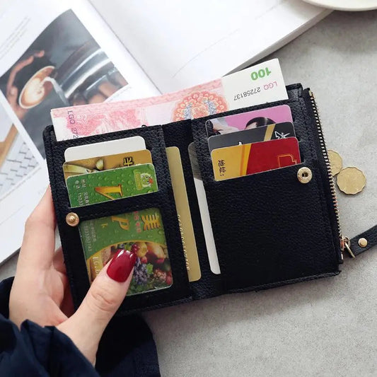 Women Vertical Buckle Cherry Embroidered Small Short Wallet Simple Wallet Girls Zipper Purse Good Vibrations