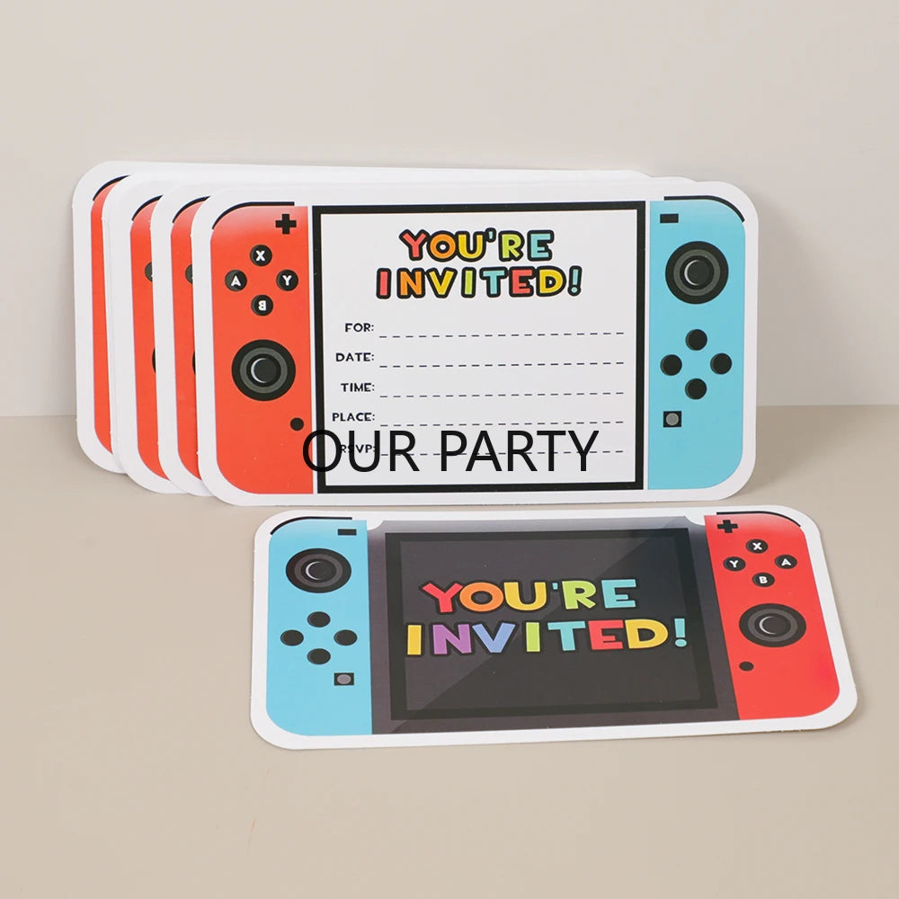 15Pcs/Pack Video Games Console Invitations Cards for Kids Boy Game on Theme Birthday Game Night Party Invitation Decoration Good Vibrations