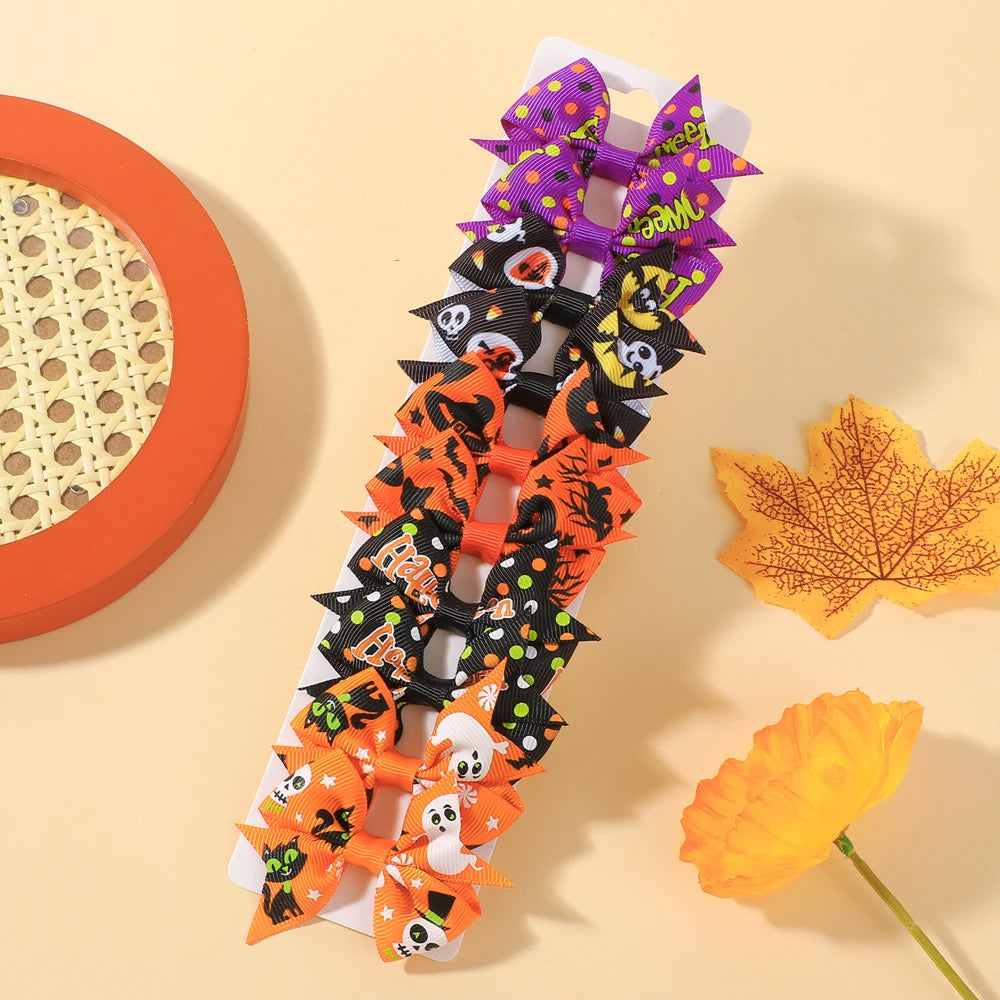 10Pcs/Set Baby Girl Halloween Hair Clips Pumpkin Bat Ornaments Hairpin Party Decoration Kids Hair Accessories Good Vibrations