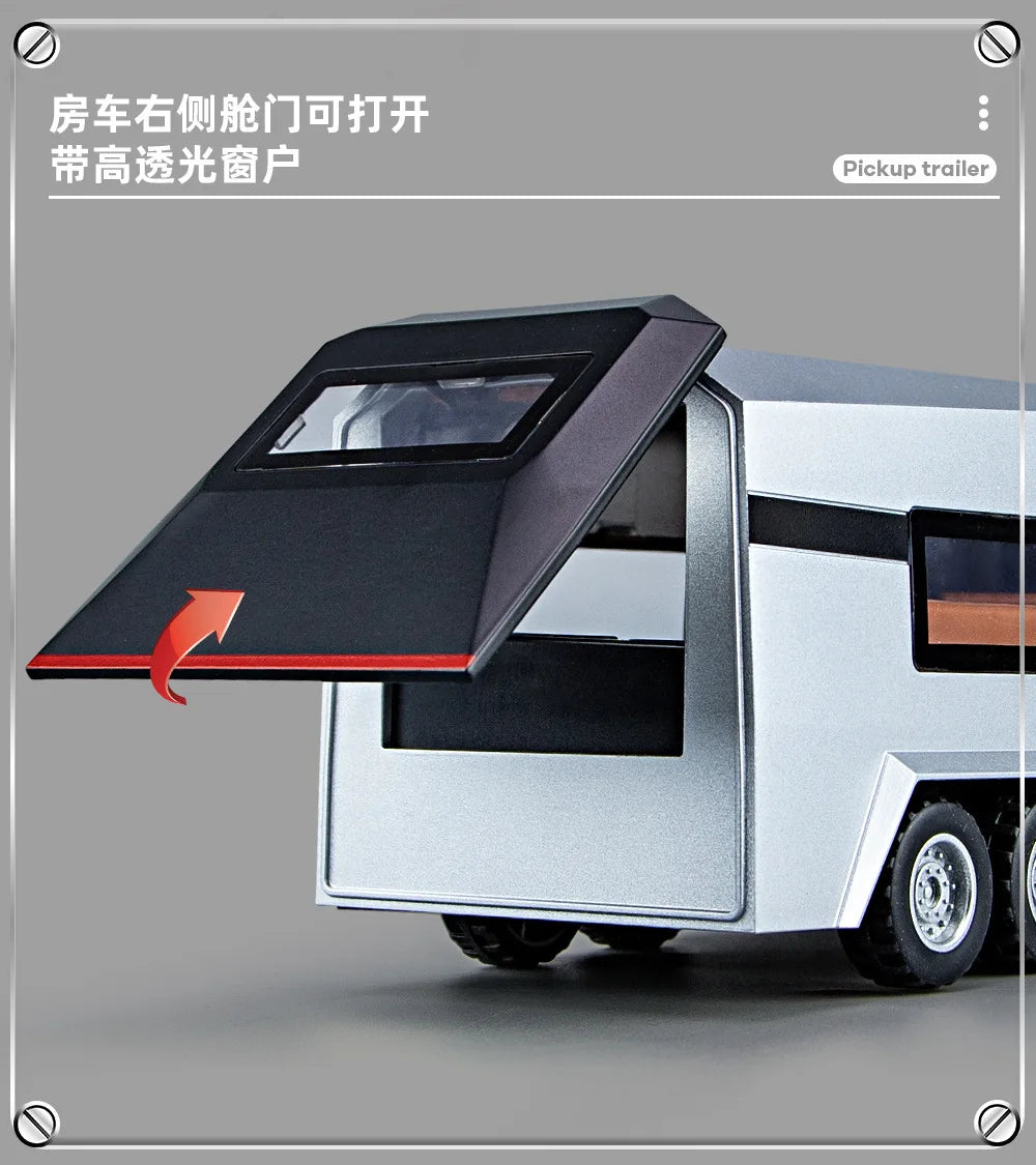 1:32 Toy Trucks for Boys Cybertruck Model Silver Pickup Truck Diecast Metal Toy Cars with Sound and Light for Kids Good Vibrations