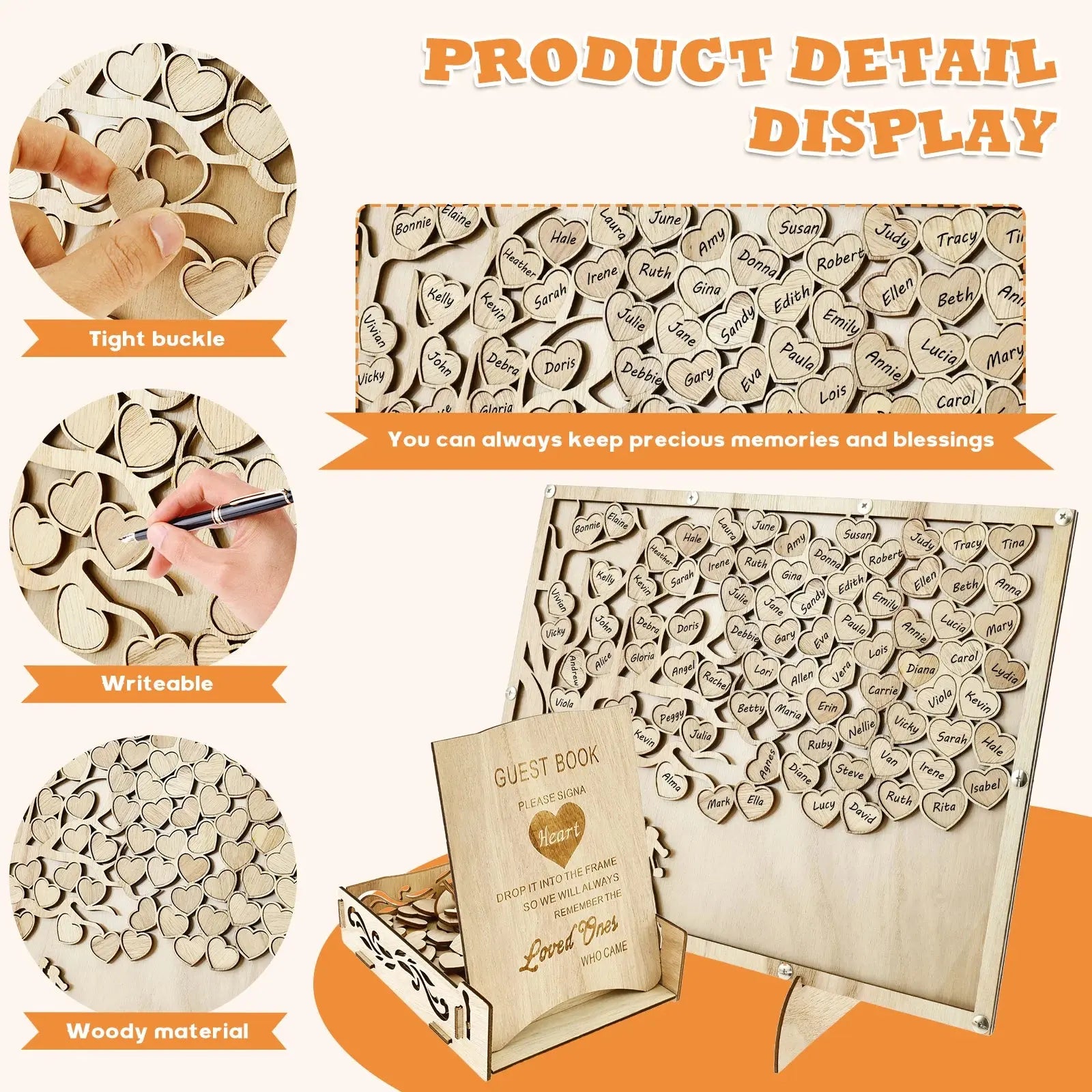 Wedding Guests Message Board Personalized Guest Book Guest's Name Card for Birthday Wedding Party Baby Shower Guest Book Frame Good Vibrations