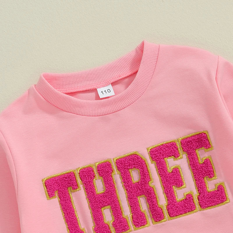 Citgeett Autumn Kids Toddler Girl Birthday Outfit Letter Embroidery Long Sleeve Sweatshirt Rainbow Tulle Skirt Set Fall Clothes Good Vibrations