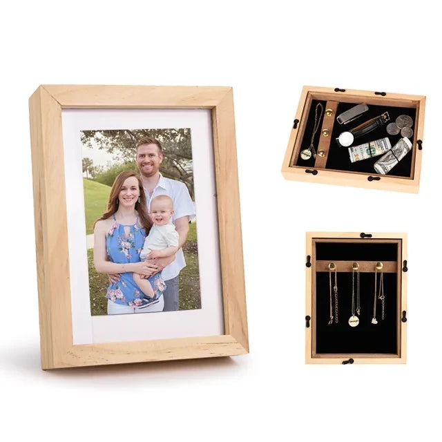 Hidden Wooden Photo Frame Sight Secret Storage Compartment Diversion Stash Safe Container Home Hide Money Cash Ring Necklace Key Good Vibrations Adult Super Store