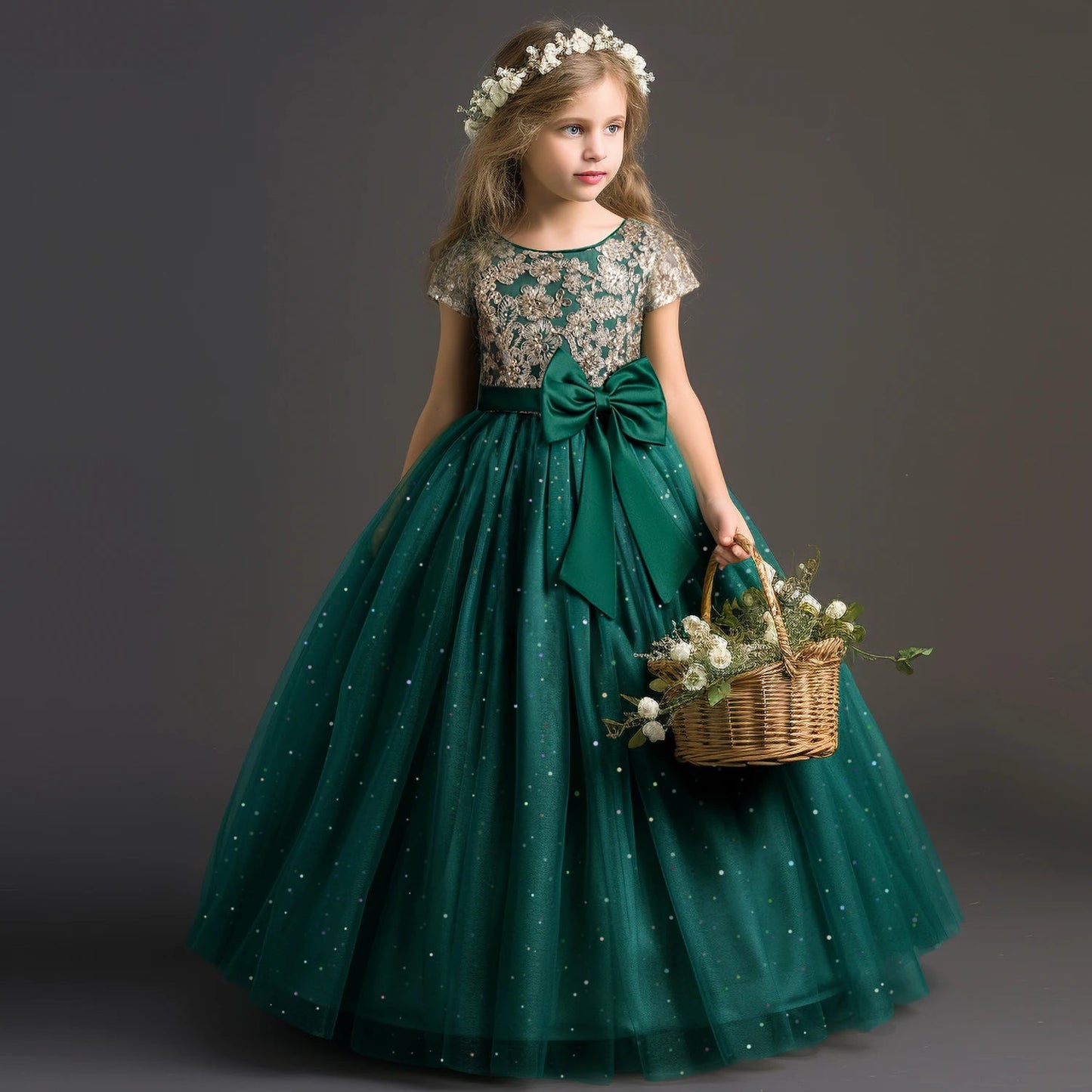 2024 Teen Girls Bridesmaid Flower Dresses for Wedding Elegant Luxury Party Sequin Lace Princess Evening Dress Birthday Prom Gown Good Vibrations
