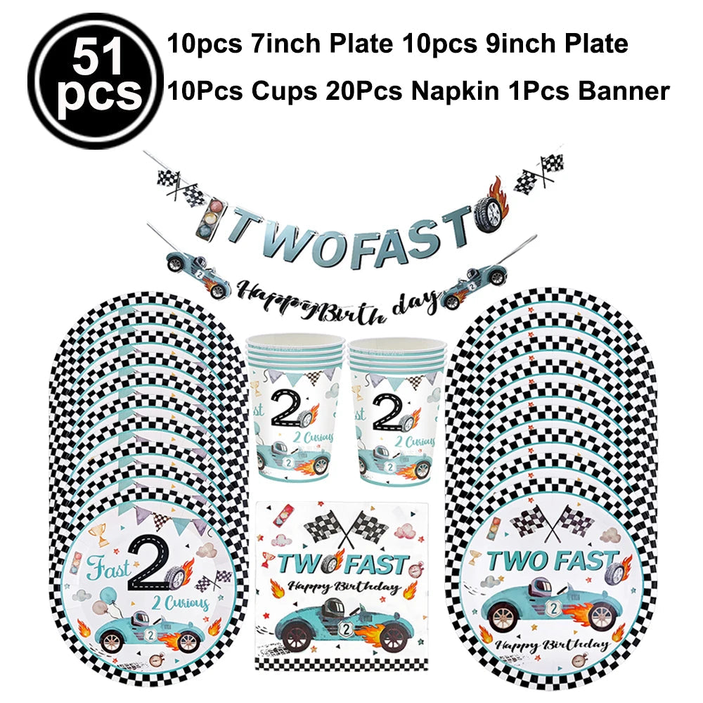 Two Fast Theme Disposable Tablecloth Racing Car Birthday Party Supplies Kids 2nd Birthday Party Decorations Good Vibrations