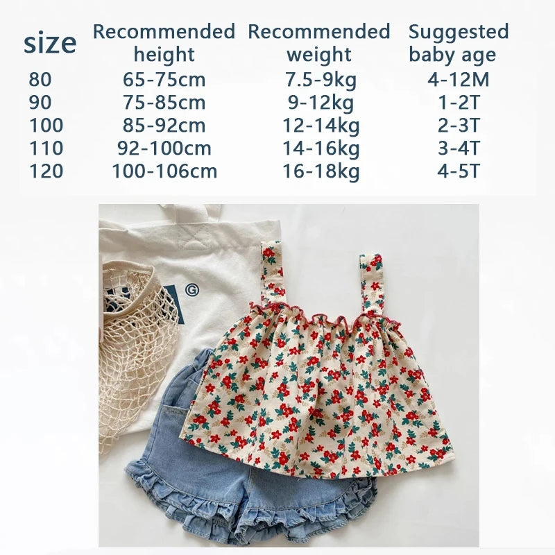 Girls Outfit Sets Summer Kids Casual Clothing For Girls Fragmented Suspender Skirt+Shorts Children's Baby Girl Clothing Good Vibrations