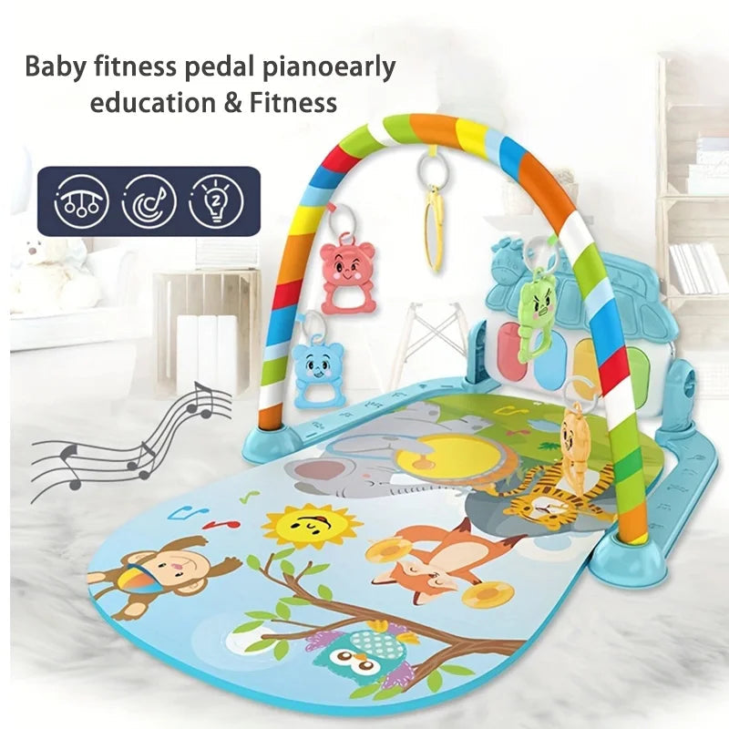 Baby fitness stand toy, newborn baby music, pedal piano, crawling mat, baby toy Good Vibrations