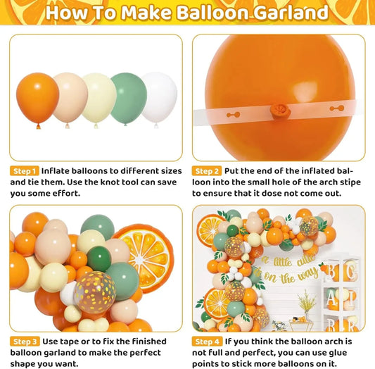 Balloon Decoration Arch with Monogrammed Orange Balloon Garland Set Cutie Coming Soon Banner Fruit Birthday Party Decoration Good Vibrations