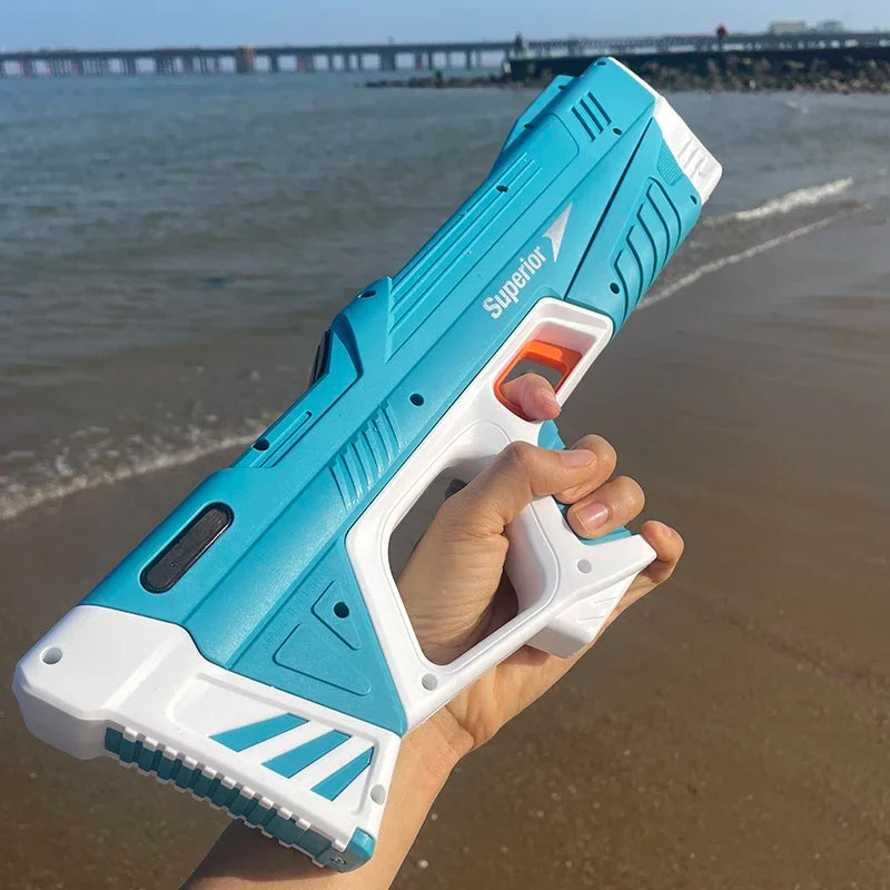 43cm Full Electric Automatic Water Storage Gun Toys Portable Children Summer Beach Outdoor Fight Fantasy Toys for Boys Kids Game Good Vibrations