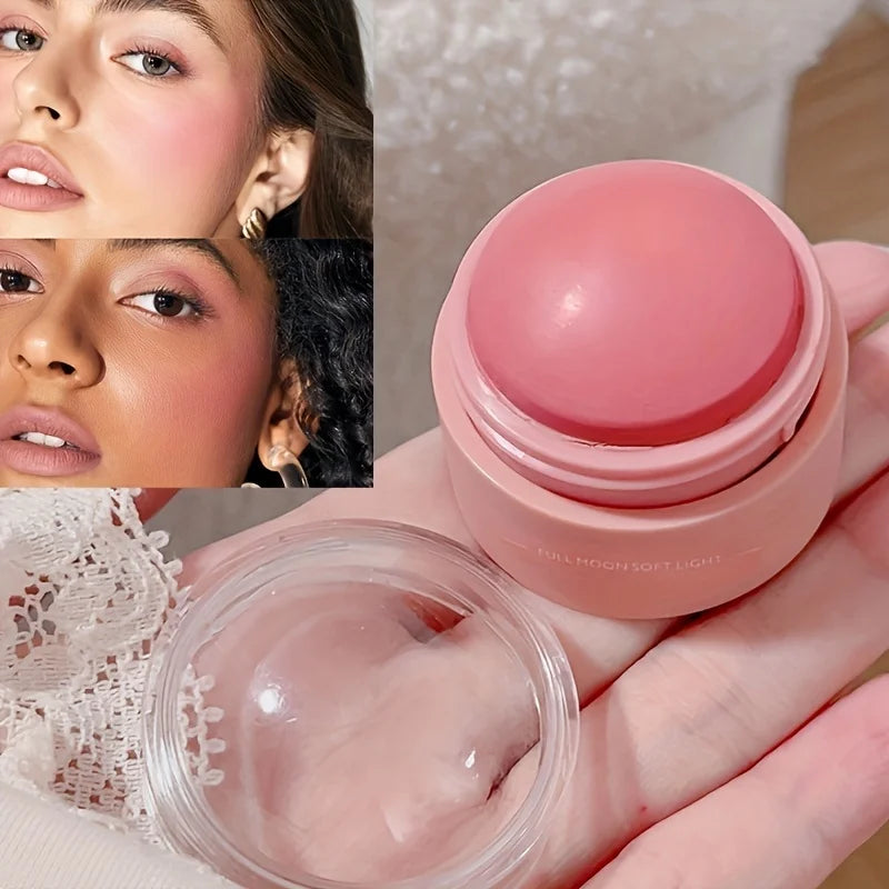 Cream blush ball,High-Pigment Formula,Semi-Matte & Powder Finish,Blendable Color blush Highlight stick for Eyes,Lips&Cheeks Good Vibrations