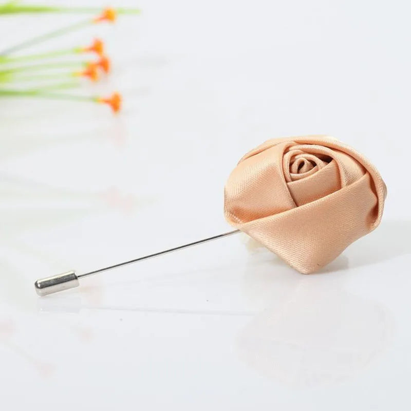 Men Boutonnieres for Wedding Groom Corsage Lapel Pins Ribbon Roses Flower Mensuit Buttonhole Brooch Marriage Accessories Good Vibrations