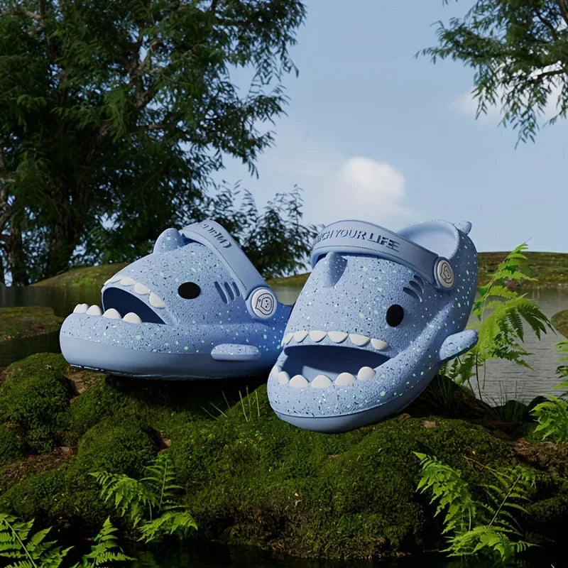 Kids' Shark Luminous Sandals Slip-On Waterproof Breathable Lightweight Non-Slip Casual Shoes for Boys and Girls Strap Slippers Good Vibrations