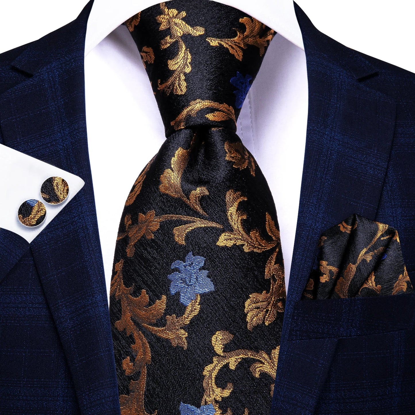 Hi-Tie 8.5cm Business Black Solid Paisley 100% Silk Men's Tie Neck Strip Ties for Men Formal Luxury Wedding Neckties Gravatas Good Vibrations