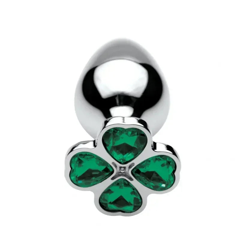 Lucky Clover Gem Anal Plug,S/M/L Size Four Leaf Clover Stainless Steel Crystal Jewelry Anal Butt Plugs Good Vibrations Adult Super Store