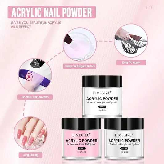 Nail Acrylic Powder and Liquid Monomer Nails Art Decoration For Manicure Set Kit Crystal Nail Glitter 3D Nail Tips Carving Tools Good Vibrations