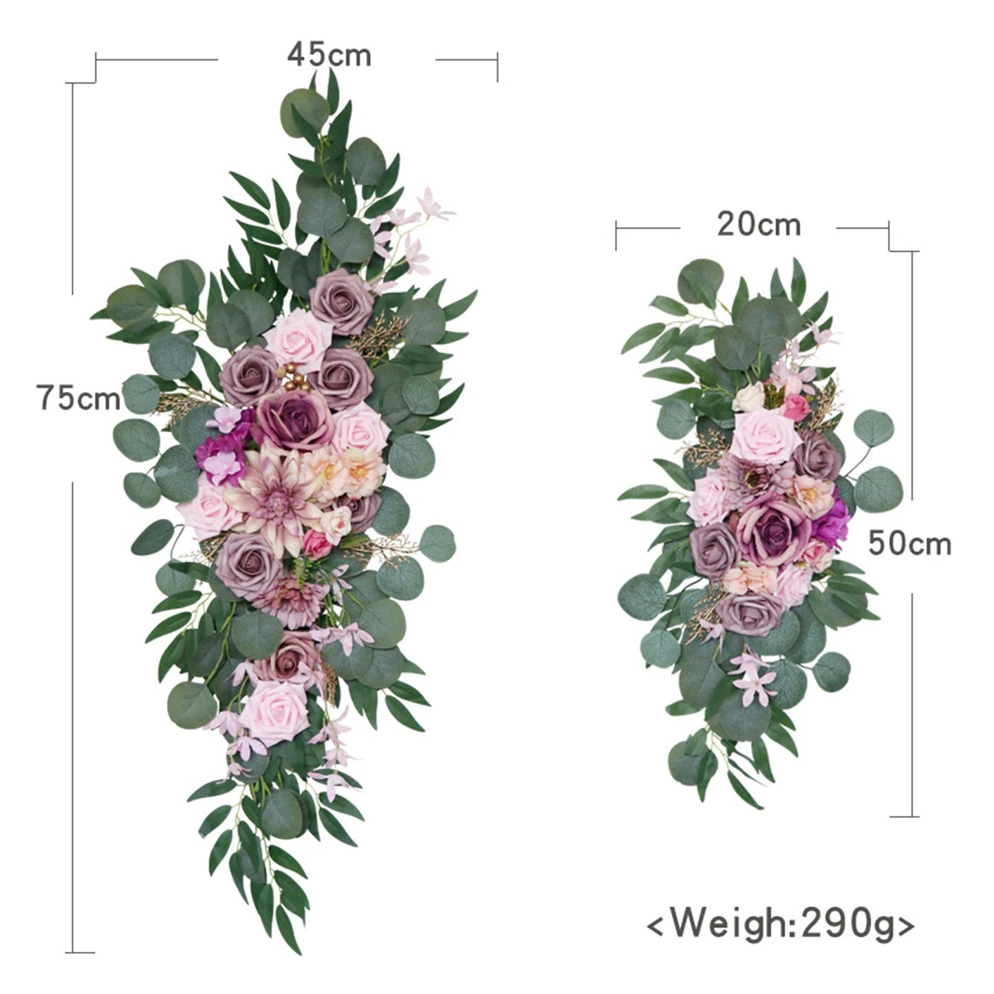 Large 2Pcs Artificial Flower Swag Floral Swag Garland Wedding Arch Flowers Kit for Sign Rustic Artificial Floral Swag Arch Decor Good Vibrations