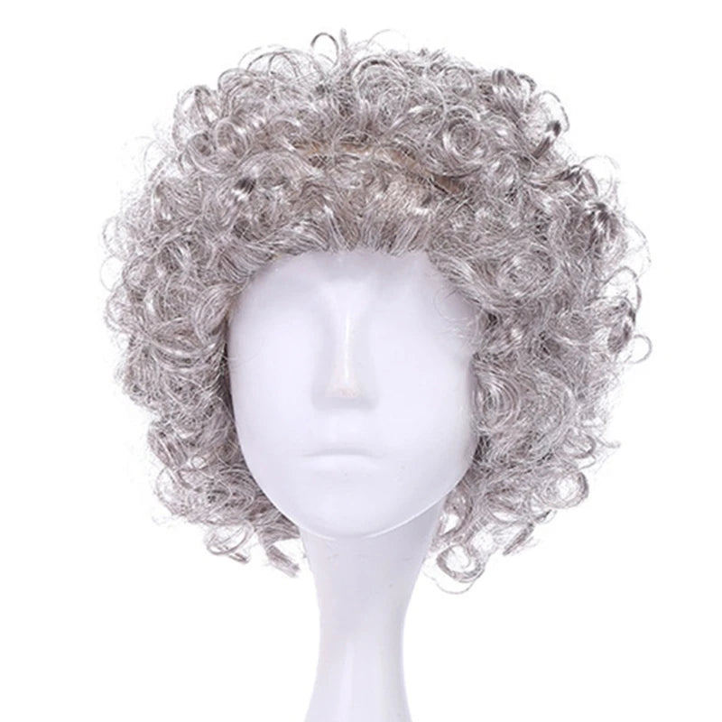 Kids Old Lady Wigs Short Gray Wigs Natural Lookings Halloween Cosplays Party Wigs Granny Costume Grandma Wigs for Girls Good Vibrations