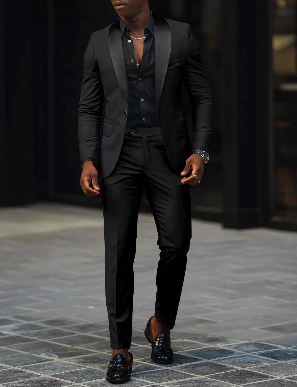 Men's New Fashion Business Casual Two-piece, Comfortable and Breathable Slim-fit Side Slit Single-button Suit Jacket+trousers Good Vibrations