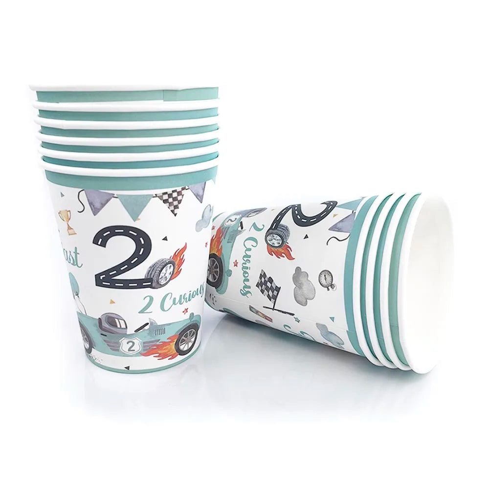 Race Car Party Tableware Plates Napkins Cup Two Fast Birthday Party Supplies Boys Racing Themed Two Years Old Party Decorations Good Vibrations
