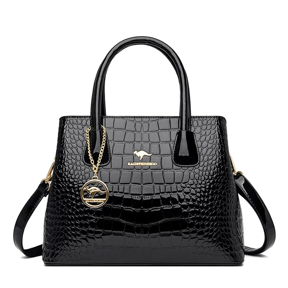 Luxury Patent Leather Crossbody Bags Women Crocodile Pattern Sac 2024 Large Capacity Ladies Shoulder Tote Bags Designer Purse Good Vibrations