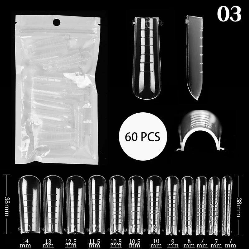 100Pcs/box Full Cover Sculpted Nail Tips Fake Finger Nails Extension Tip Quick Building Mold False Tips For Manicuring Tool Set Good Vibrations