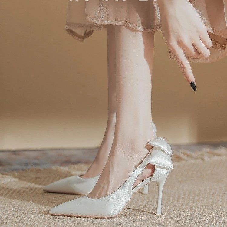 Wedding Heels Women Luxury Brand Design String Bead Pearls High Heels Ladies Sexy Elegant Pointed Toe White Black Pumps2025 Good Vibrations