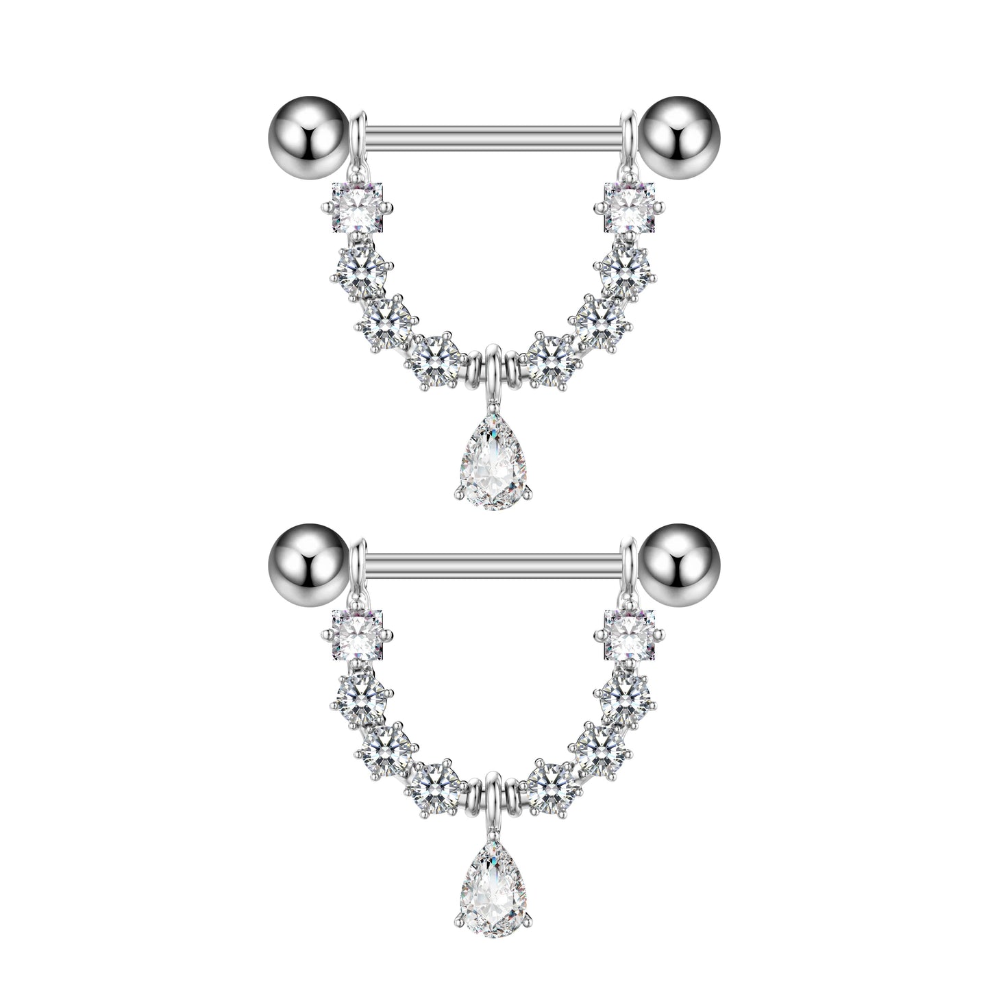 2pcs Stainless Steel Shield Bar Barbell Nipple Piercing Jewelry for Women Both Sides Screwed Sun Moon Flower Star Nipple Rings Good Vibrations Adult Super Store