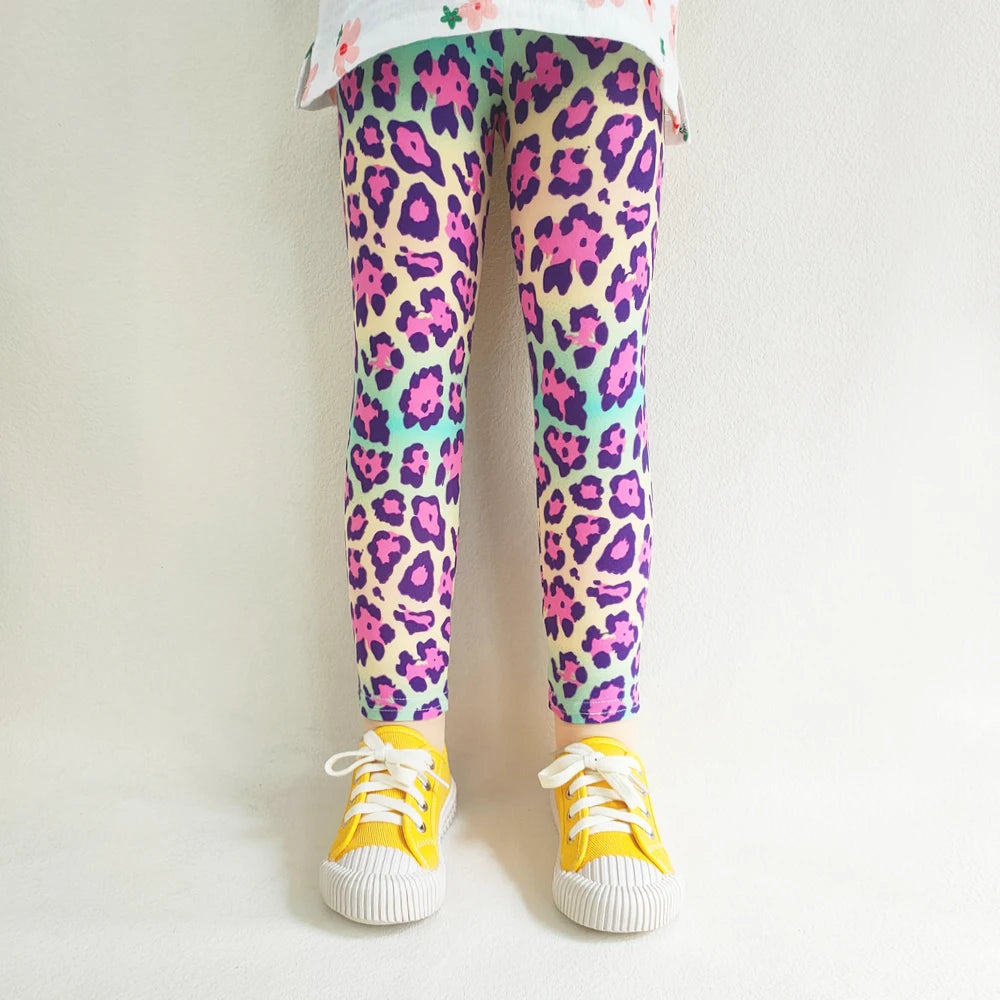Girls' Leggings Fashion Cartoon Tight Pants Spring and Autumn Baby Girls Slim Fit Flower Leggings Summer Children's Pants Good Vibrations