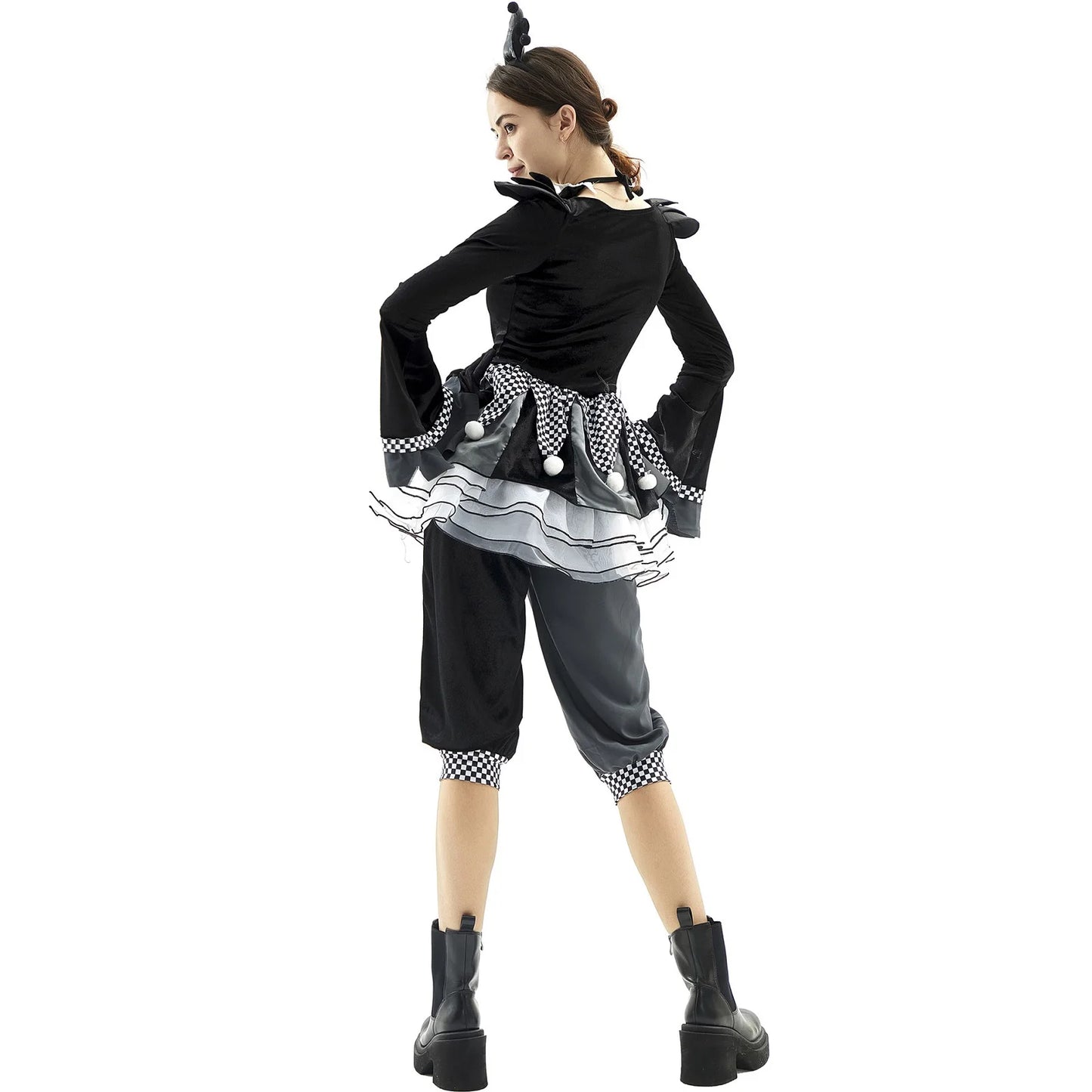 Halloween Women Horrifying Clown Monster Ghost Cosplay Costume Ugly Criminal Murderer Circus Clown Fancy Dress for Girls Good Vibrations