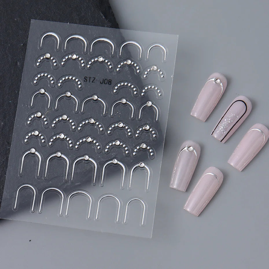Silver Gold Lines Stripe Nail Sticker Decals Metal Strip Luxury Nails Slider 3D Self Adhesive Design Nail Art Stickers Paper Good Vibrations