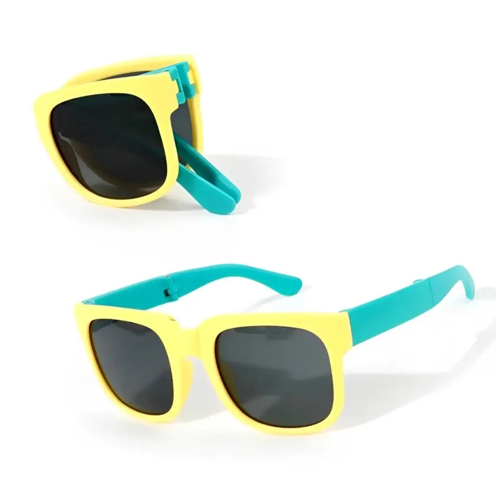 Square Frame Kids Sunglasses Fashion UV 400 Outdoor Foldable Sunglasses Children Eyewear for Toddler Boys and Girls Good Vibrations