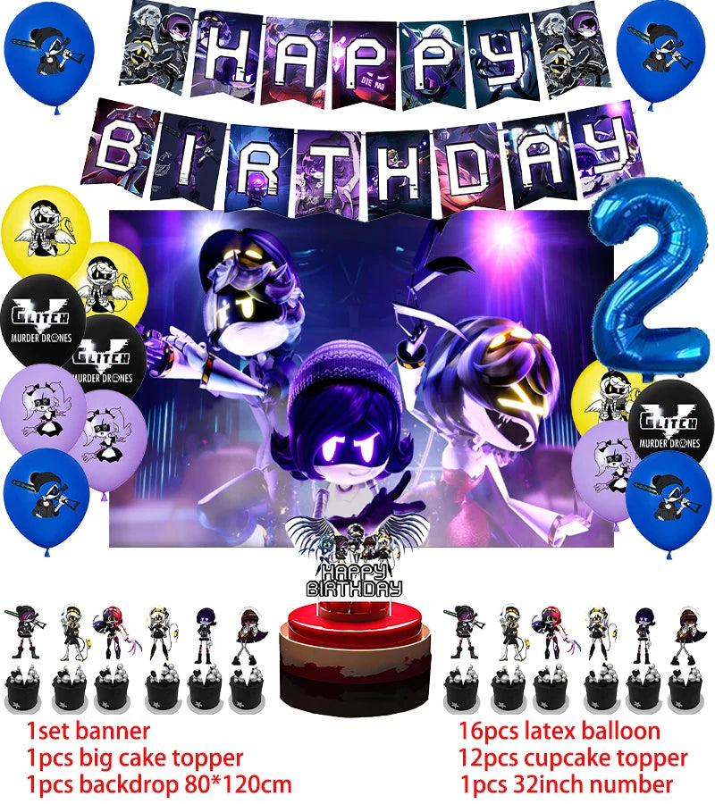 Murdered Drones Birthday Party Decoration Balloon Backdrop Cake Topper Murdered Drones Birthday Party Supplies Baby Shower Good Vibrations