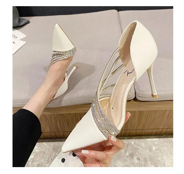 Women Evening Party High Heels New Pumps Elegant Ladies Pointed To Black Strappy Stripper Shoes for Women Good Vibrations