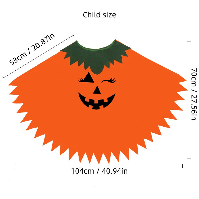 Halloween Party Adult Children's Pumpkin Costume Cloak Girl Pumpkin Shawl Boy Pumpkin Hat Headband Set Holiday Dress Up Cosplay Good Vibrations