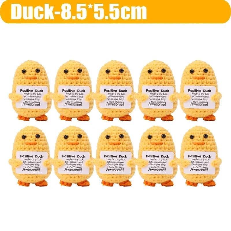 Positive Energy Handmade Plush Wool Knitting Shark Potatoes Doll Emotional Support Hug Pocket with Card Creative Festivals Gift Good Vibrations