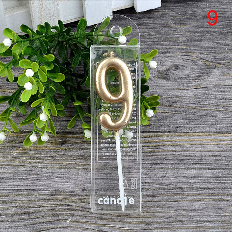 1Pcs Gold Happy Birthday Number Cake Candles 0 1 2 3 4 5 6 7 8 9 Cake Topper Kids Girls Boys Bar Baby Party Supplies Decoration Good Vibrations